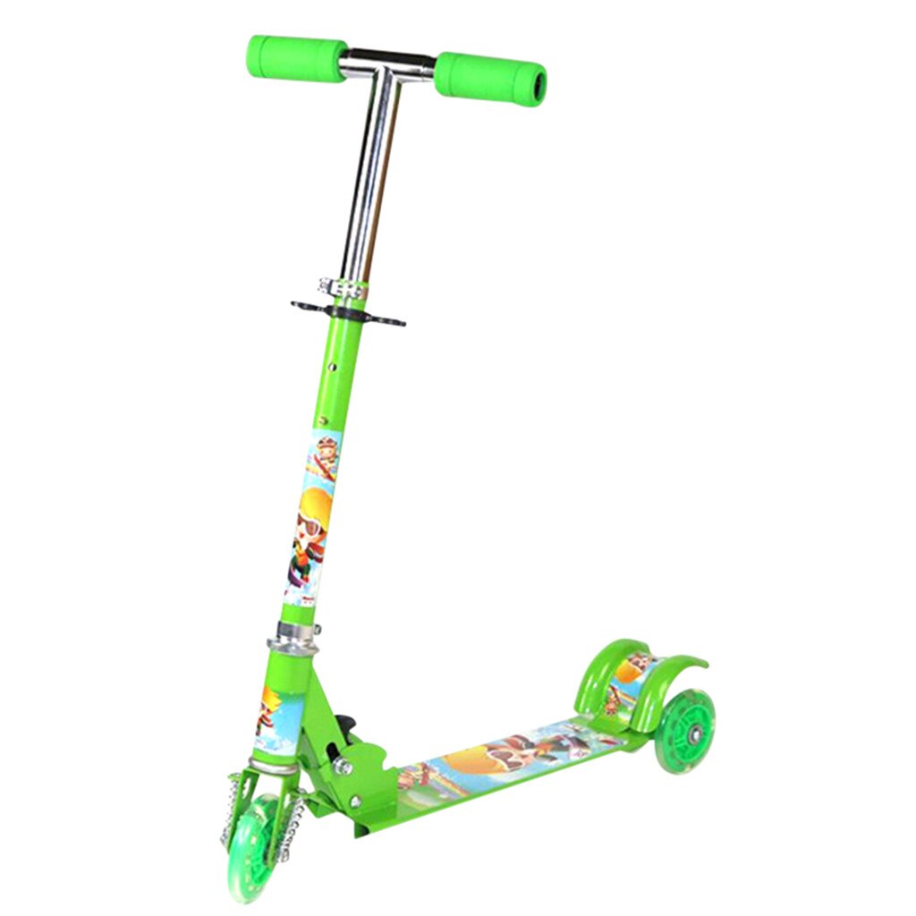 Voet Kick Scooter Opvouwbare Freestyle Straat Skate Cyclus Hoverboard Skateboard Verstelbare Aluminium 2 Wiel Kid #0619g30: green