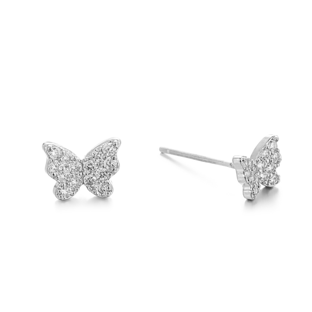 1 Paar Volledige Boor Asymmetrische Vlinder Oorbellen Hollow Golden Ferry Vlinder Crystal Ear Bone Clip Voor Vrouwen Sieraden