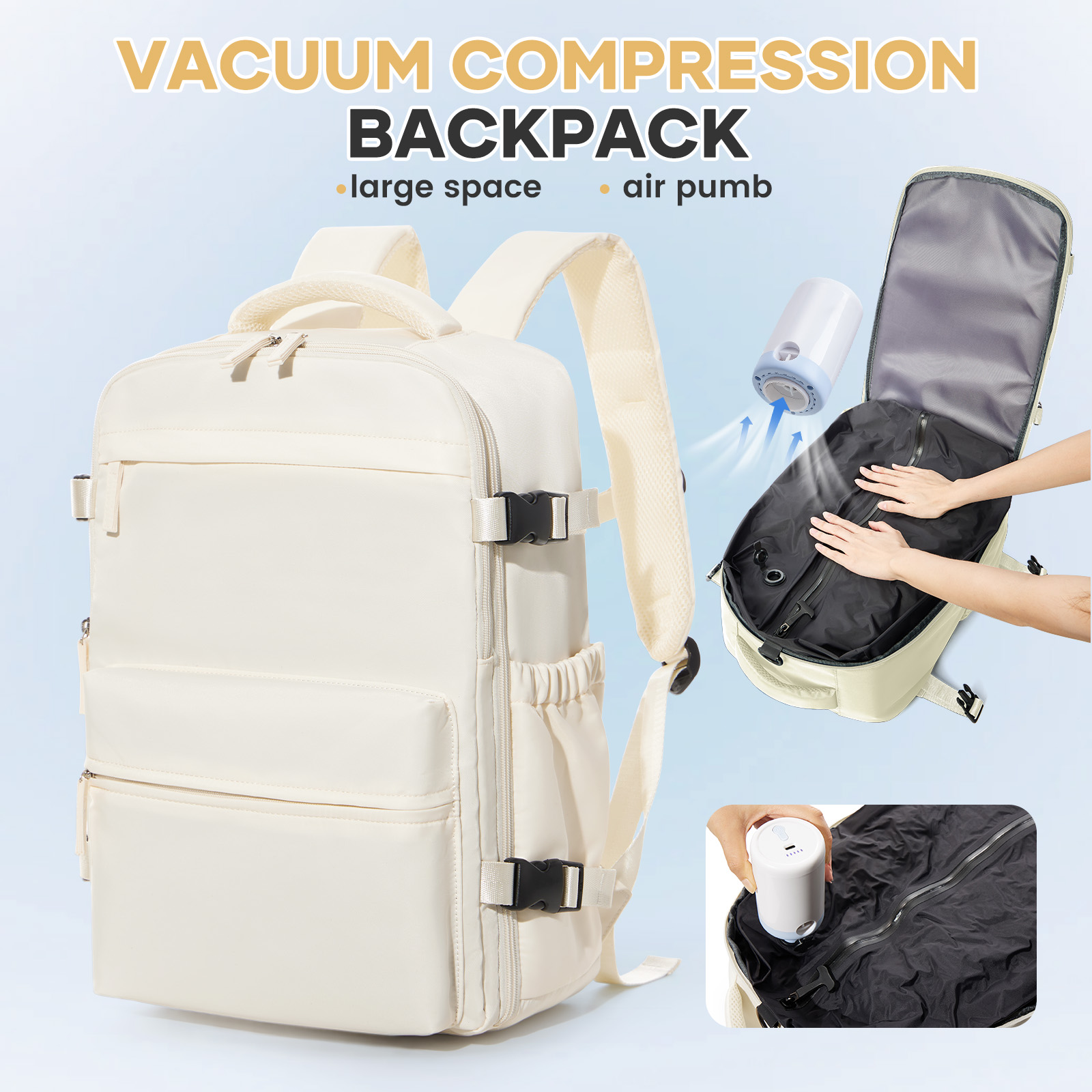 Ryanair sac à dos voyage cabine avion 40x20x25, sac à dos de compression sous vide Air, femmes hommes sac à dos sac pour ordinateur portable d'affaires sac à main