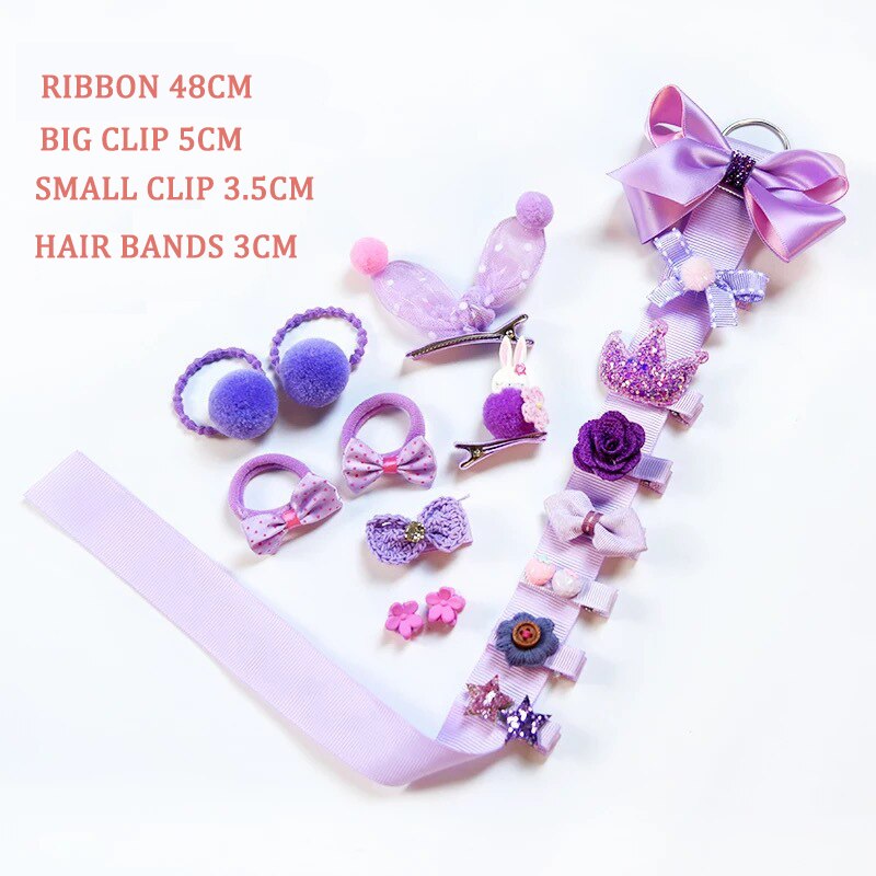 18 stuks/doos baby haaraccessoires set kinderen schattige stoffen strik bloem haarspelden haarspeldjes haarclips meisjes hoofdtooi
