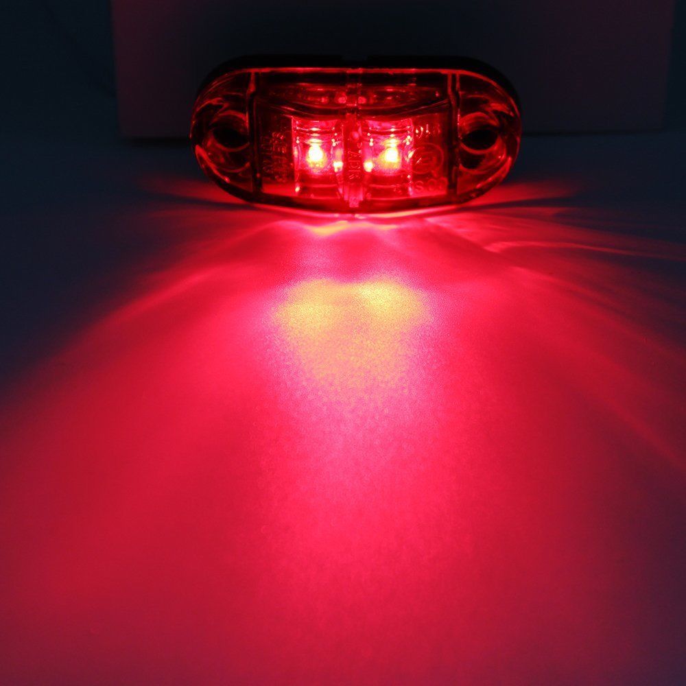 Fuleem 10Stck rot LED 2,5 ZOLL 2 Diode Licht Oval Freiheit Anhänger Lkw LED Seite Marker Lampe 12V 24V Wasserdicht