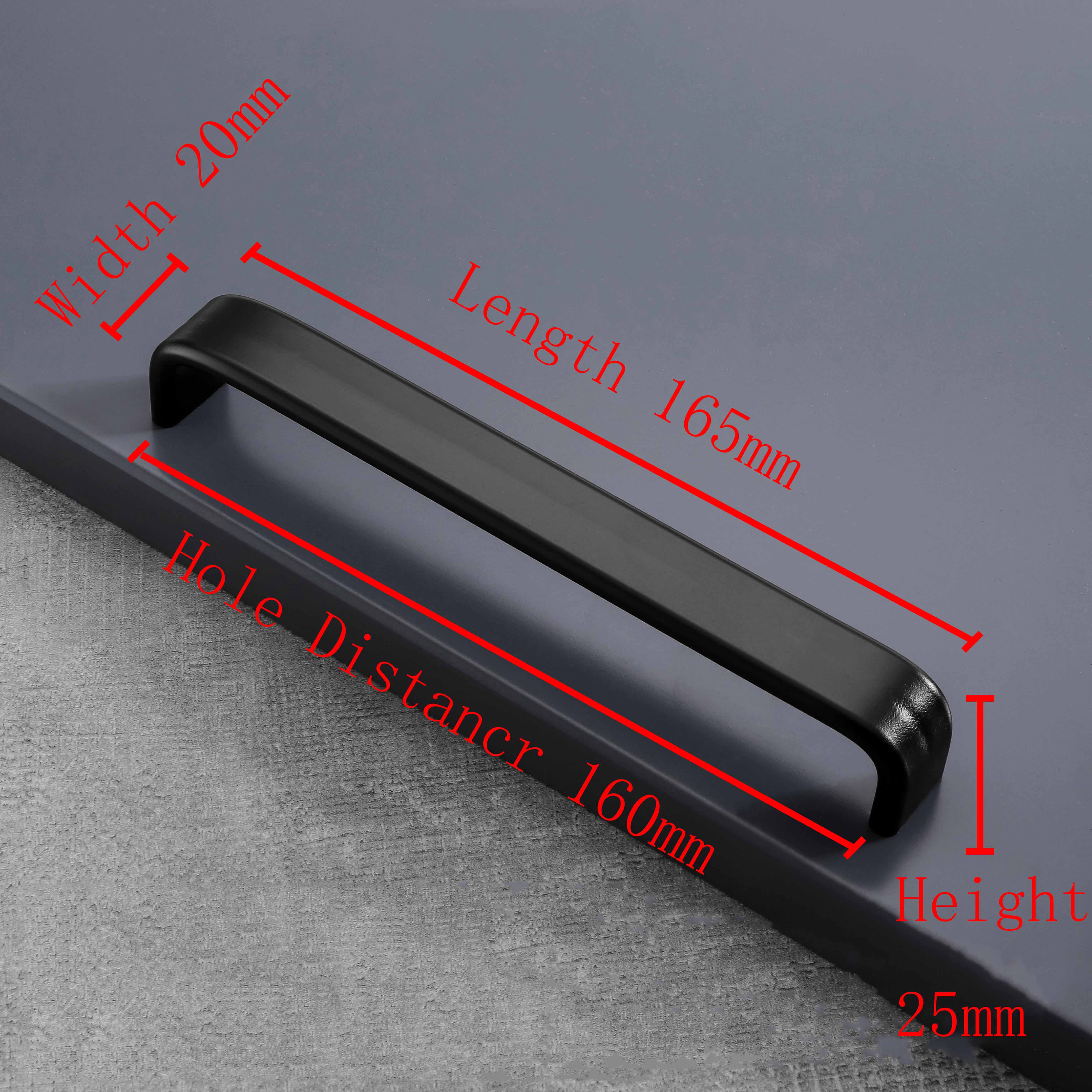 Aluminium Alloy U type Black Cabinet Knobs Kitchen Cabinet Handles Drawer Knobs Pulls Black Furniture Handle Cabinet Hardware: 160mmBK