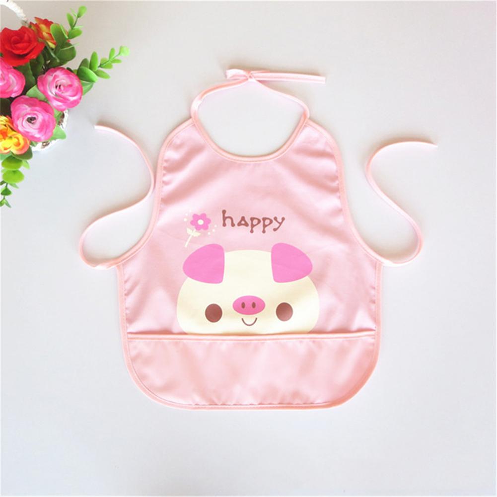 Newest Children Cartoon Waterproof Bib Soli Release Baby Pinny Girls Boys Saliva Towel Print Apron For Kid: Pink