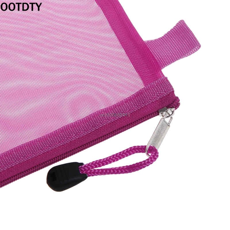 Bolsa de documentos de tela de nailon tamaño A4 cremallera Organizador de bolsillo de almacenamiento material de oficina escolar