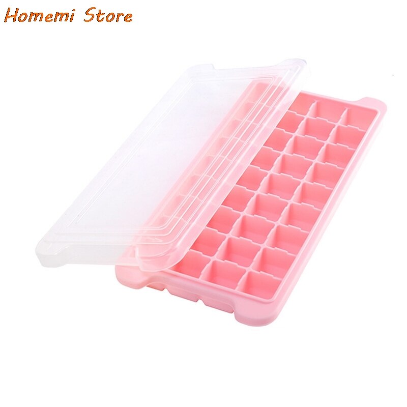 Grids Silicone Ice Cube Mold Fresh Food Fruit Large Ice Tray Moulds With Lids For Ice Party Whiskey Cocktail Cold Drink: 36 grids Pink