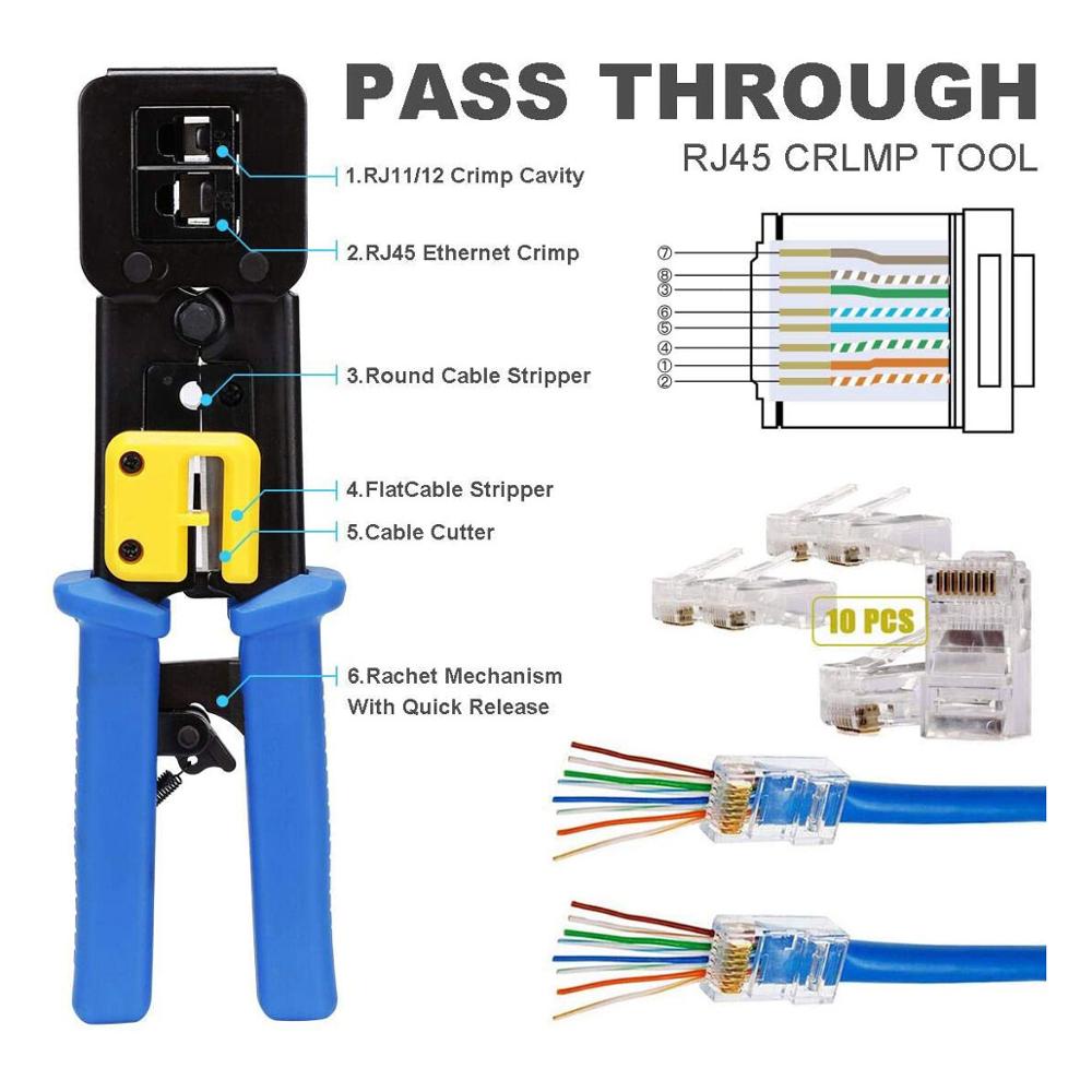 ZoeRax – Kit d'outils de sertissage Rj45 pour CAT5/CAT6, entretien des ordinateurs, testeur de câbles LAN, Kit d'outils de réparation de réseau