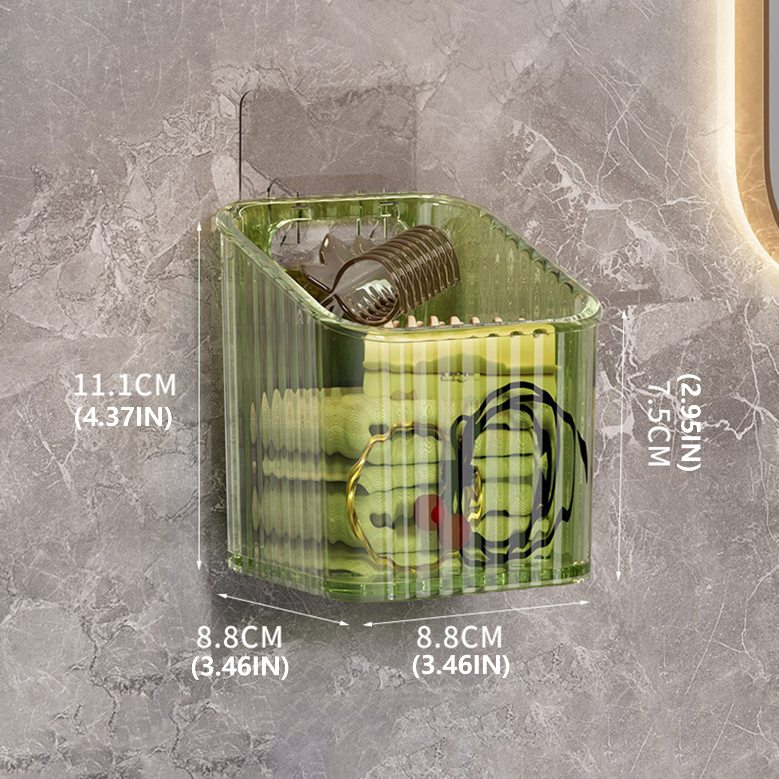 Bathroom Storage Rack Transparent Plastic Organizer Holder Toiletry Hair Accessory Jewelry Makeup Organizer Bracket Storage Rack: light green