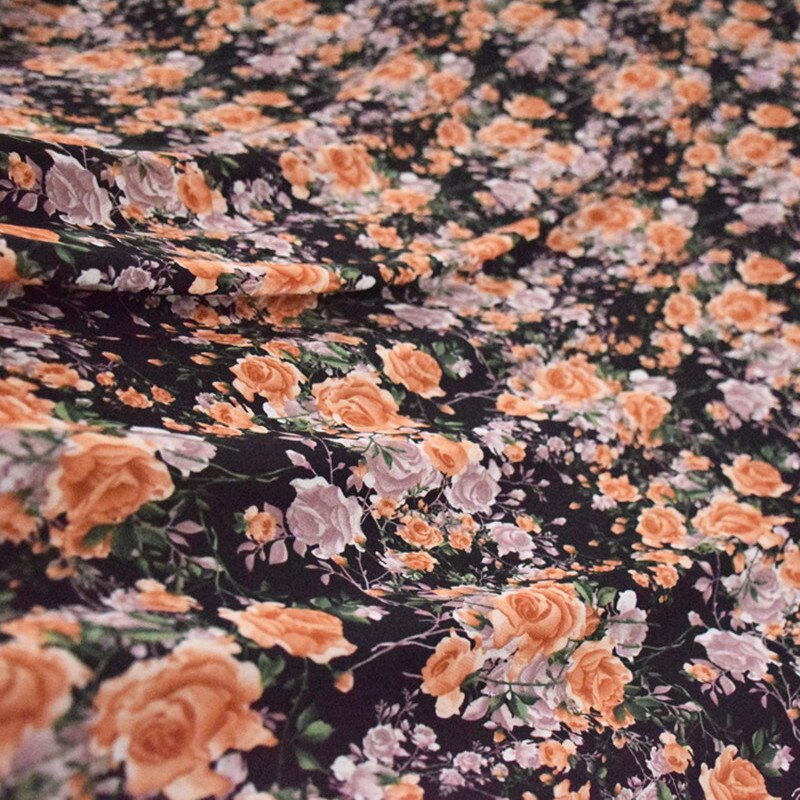 Half Meter Spring Summer Rose Flower Chiffon Fabric For Dress Gallus Lady's Garment Sewing Tissue T1571