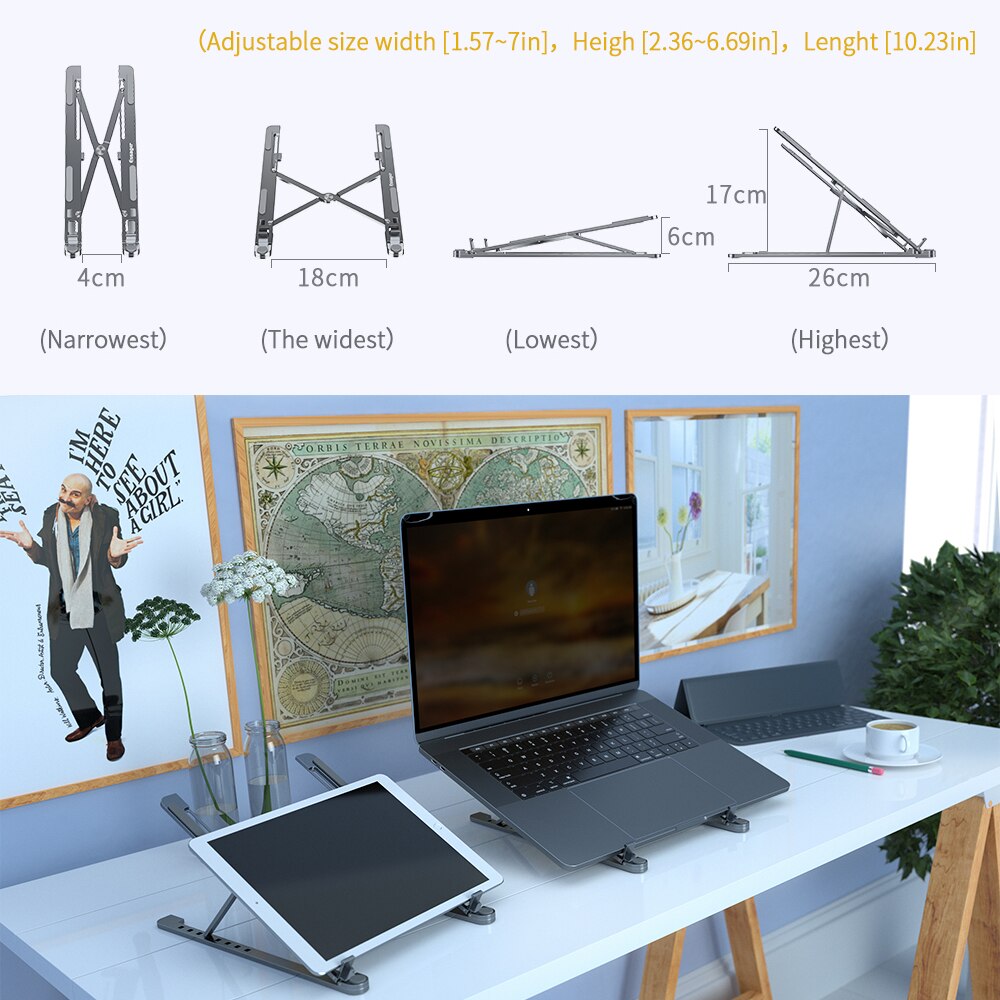 Essager dizüstü tutucu ayarlanabilir dizüstü standı tutucu için Macbook Pro dizüstü katlanabilir portatif masa braketi destek PC