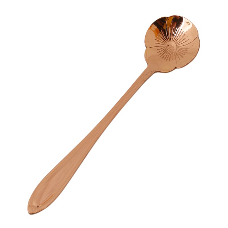8pcs/set Tea Stainless Steel Coffee Spoon Cherry Blossoms Teaspoons Ice Cream Sugar Flatware Sliver Gold Kitchen Tableware Tools