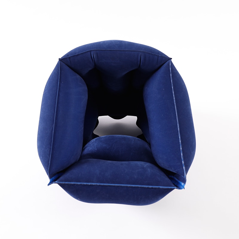 Travelsky Inflatable travel pillow foldable for airplanes train Sleeping flocking PVC soft head neck rest support travel pillows
