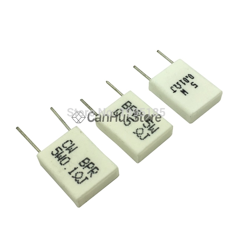 10pcs 5W 0.01 0.015 0.02 0.05 0.1 0.15 0.2 0.25 0.33 0.47 0.5 ohm Non-inductive Ceramic Cement Resistor