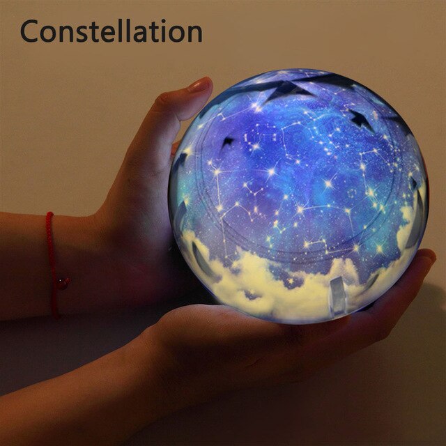 Stjernehimmel natlys planet magisk projektor jord univers led lampe farverig rotere blinkende stjerne børn baby jul: Konstellation / Ikke fjernbetjening
