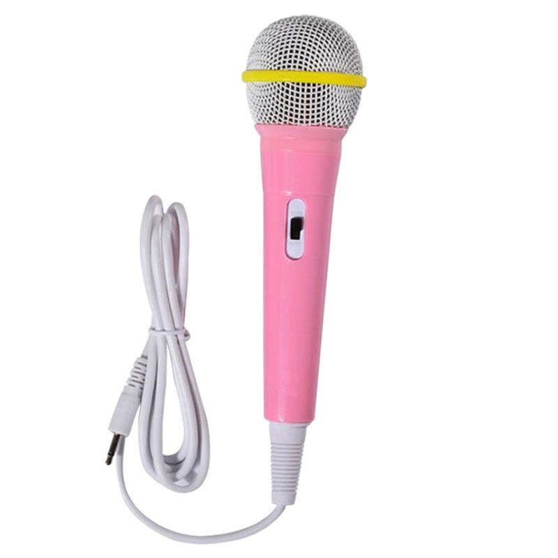 Børn kablet mikrofon legetøj musikinstrument synger karaoke til læring maskine computer bil hi-fi udstyr: Lyserød