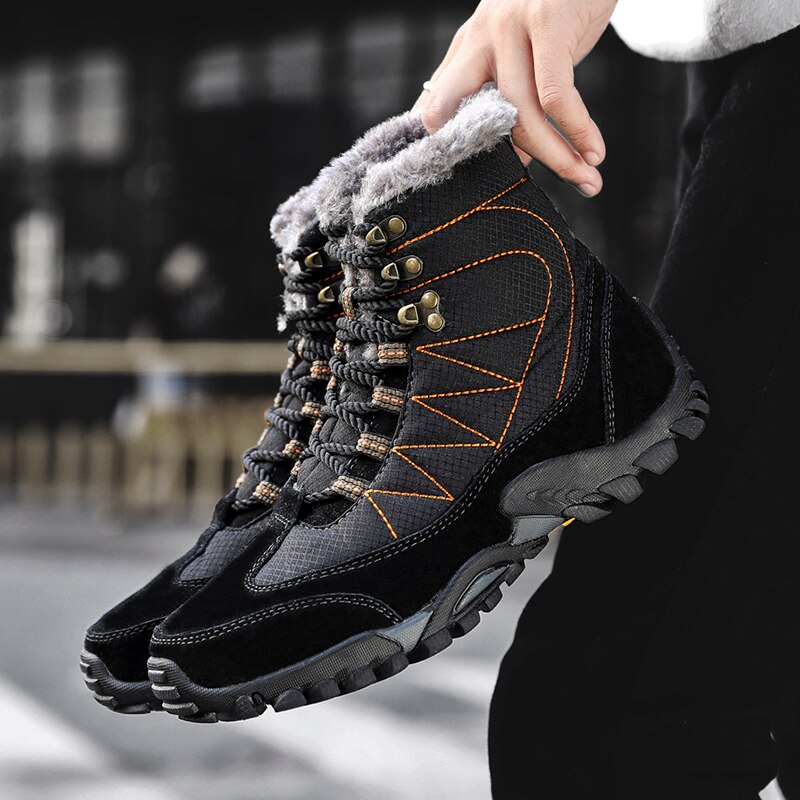 Nouveaux hommes hiver neige bottes décontracté hommes avec des bottes en peluche chaussures pour hommes bottines 39-44