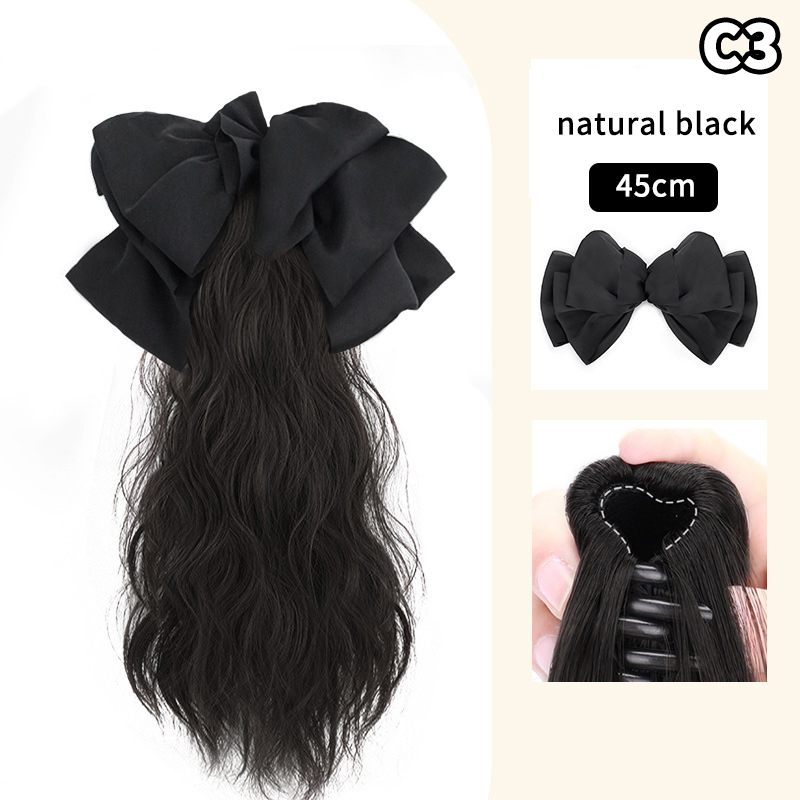 Extensions capillaires synthétiques longues et bouclées pour femmes, postiche avec nœud, pince à cheveux naturelle, postiche moelleuse: Vert foncé
