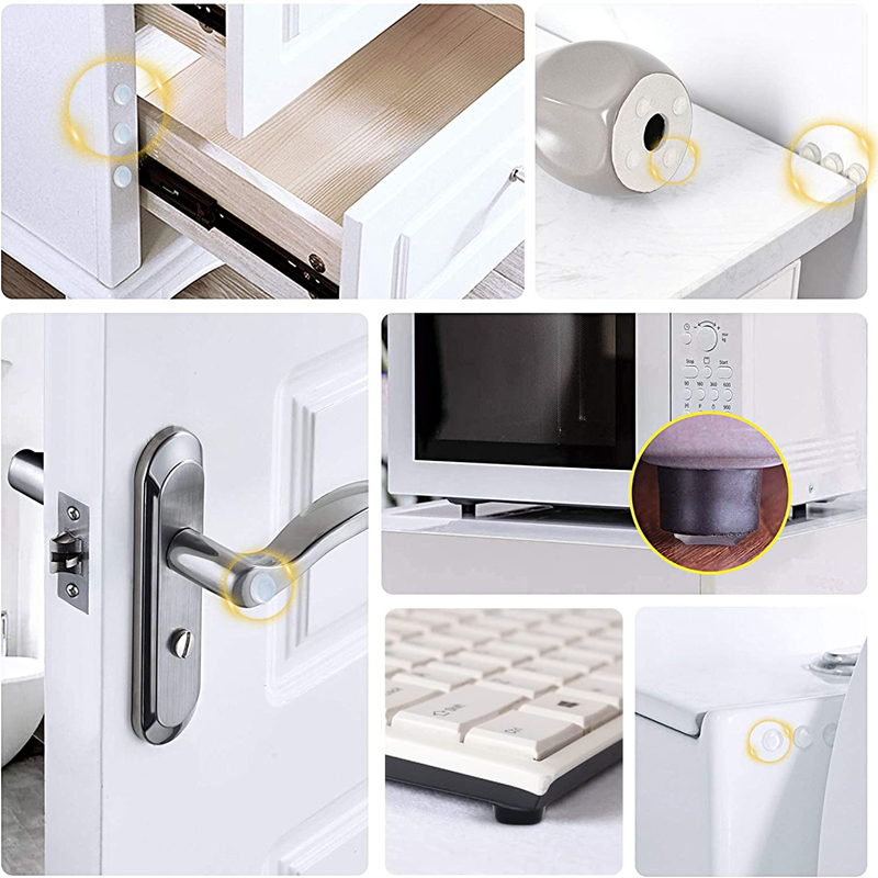 Tope de puerta transparente autoadhesivo fuerte, amortiguador de goma, parachoques de gabinete, cojines de puntos para muebles, almohadillas protectoras, botones pequeños