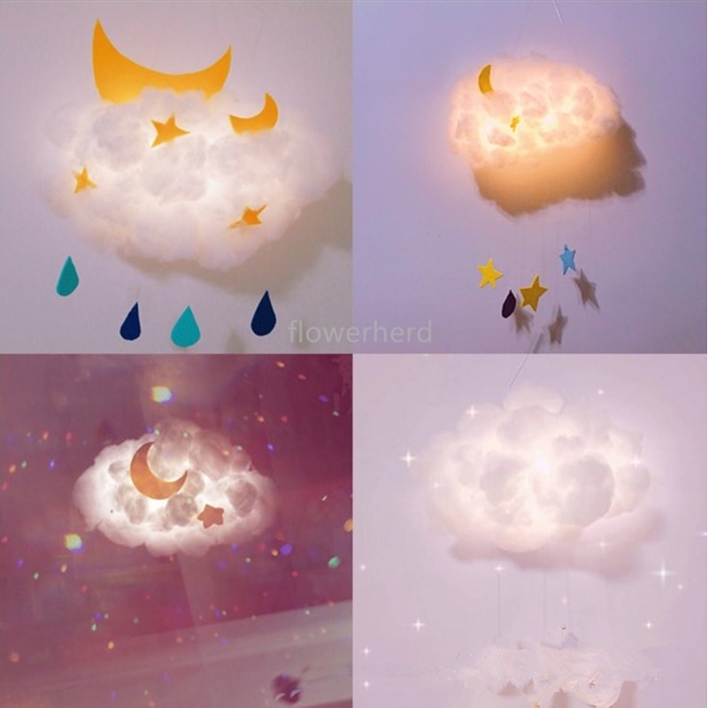 Lumière de nuage en forme de nuage en coton | kit de lampes mignonnes, faites à la main, faciles à transporter, pour adultes et enfants, lumière blanche