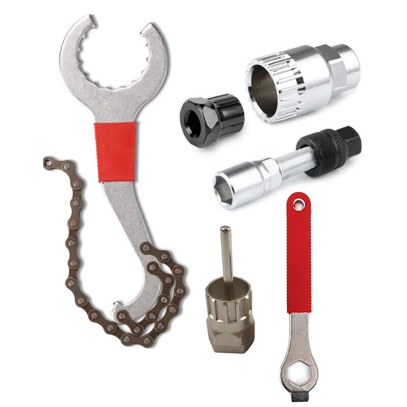 Fietsreparatiegereedschap freewheel-verwijderaar socket trapas-verwijderaar socket-gereedschap kettingsnijder crank-verwijderaar reinigingsset: Kit c