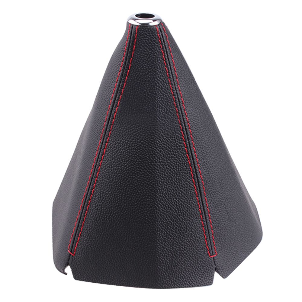 16mm Universal PU Leather Car Gear Shift Collars Carbon Fiber Auto Car Manual Stick Shifter Knob Gear Shift Boot Cover Gaiter: Red