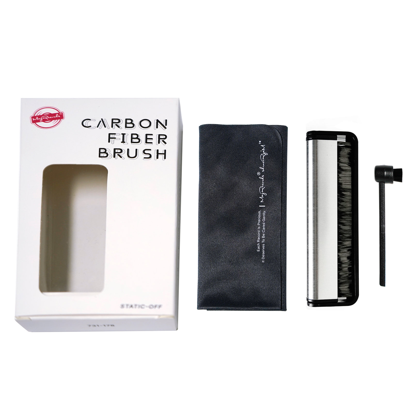 Zestaw robić czyszczenia płyt winylowych: szczotka antystatyczna z włókna węglowego, ściereczka robić czyszczenia, usuwanie kurzu robić gramofonu LP.
