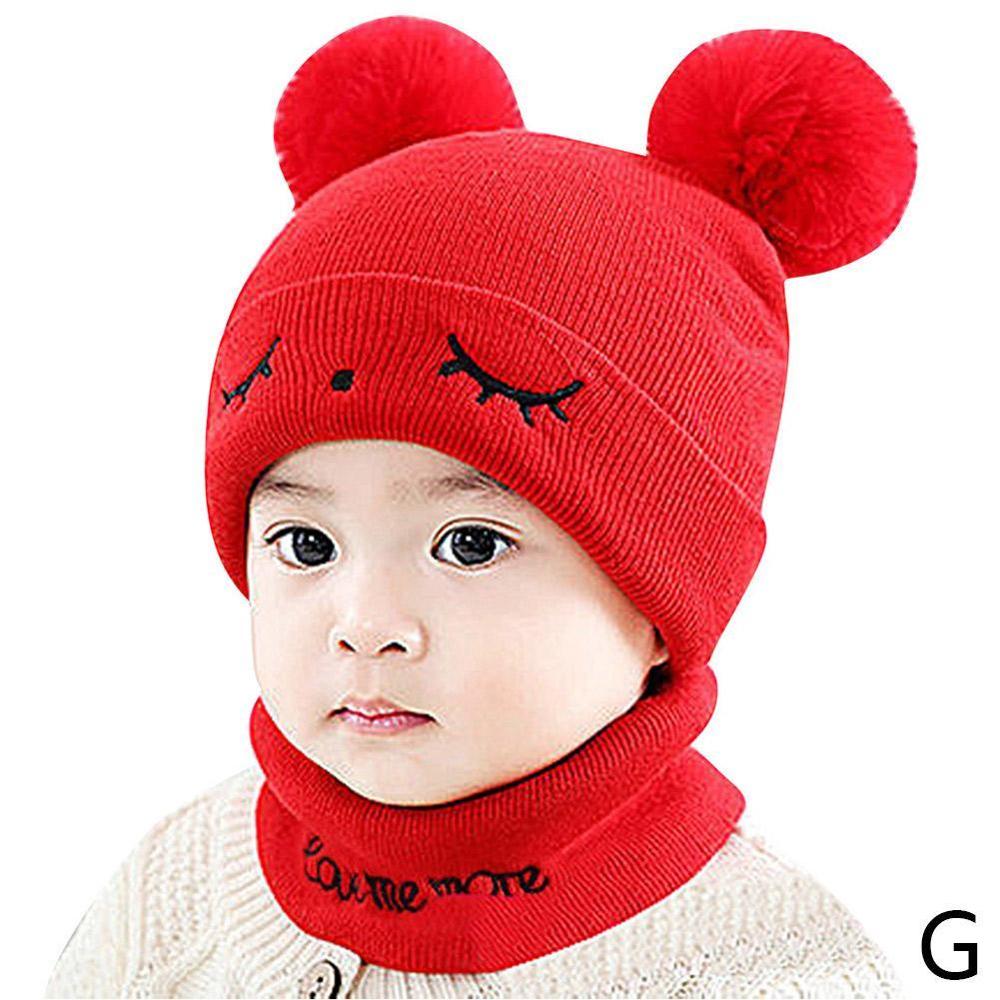 Helt nyfödd baby unge flicka pojke vinter varm stickad lurvig mössa varm solid söt pompom mössa söt boll  v7 d 7: G