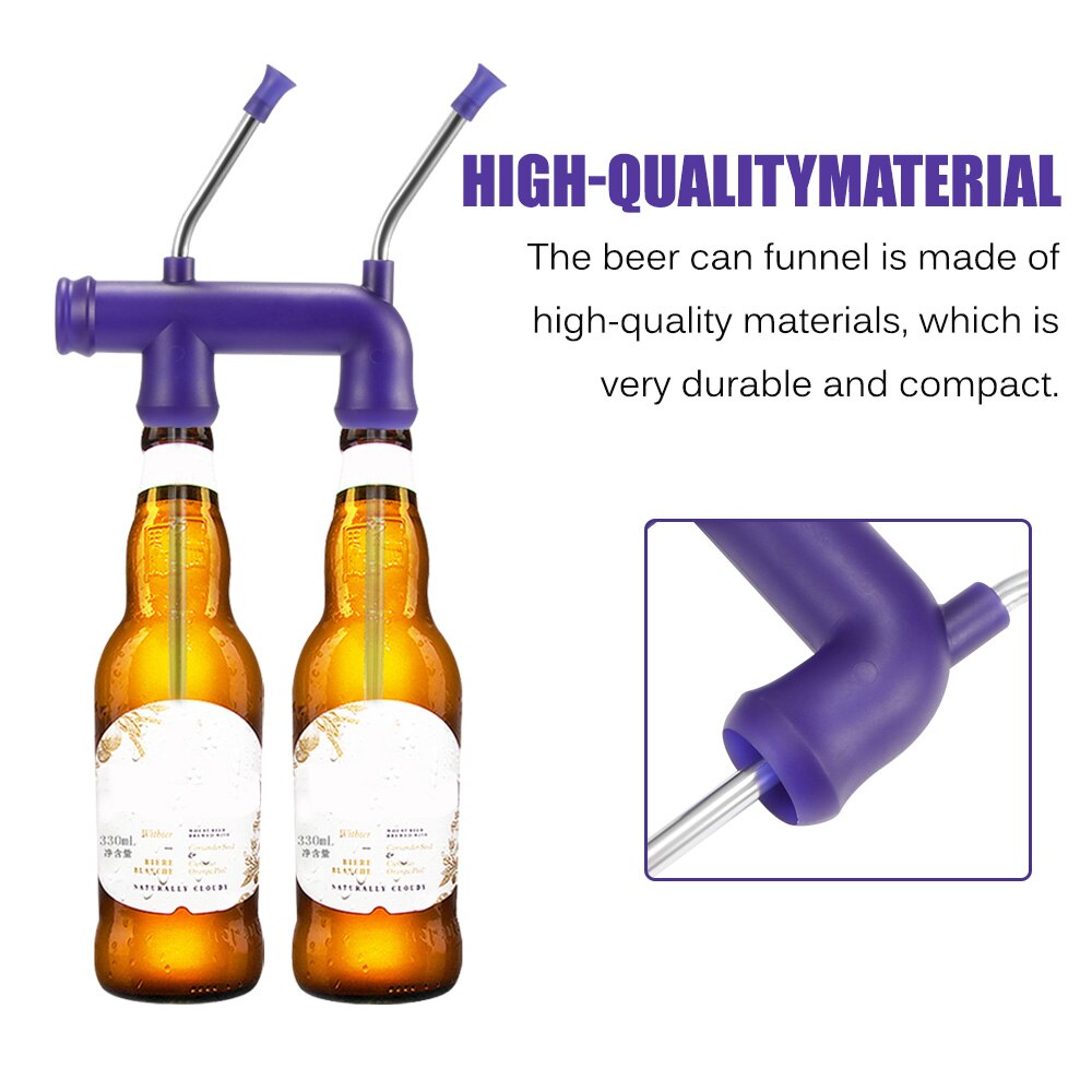 Double Beer Bottle Can Funnel Beer Drinks Straws With Brush Fun Home Club Party Beer Drinking Bottle Funnel Bar Accessories