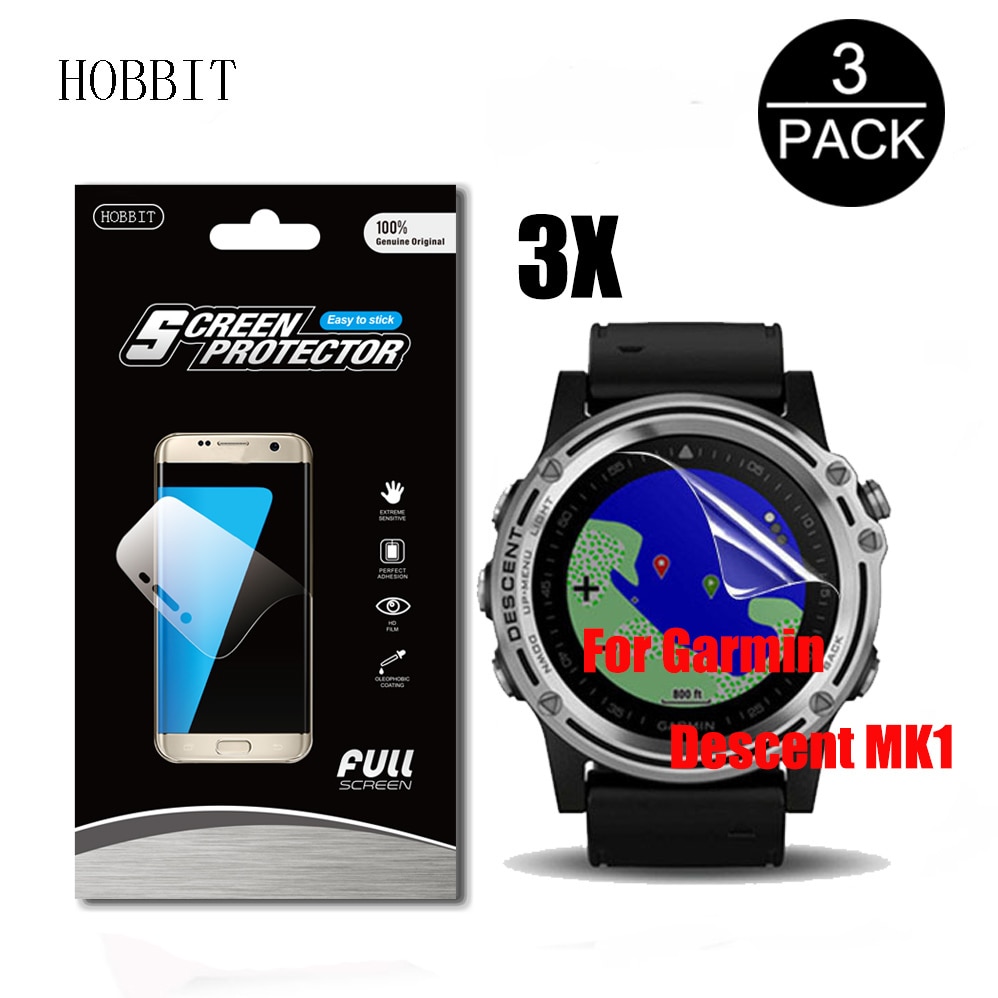 3Pack For Garmin Descent Mk1 Curved Screen Anti-Shock HD Anti-scratch Anti-bubbles Screen Protector Smartwatch Cover Film
