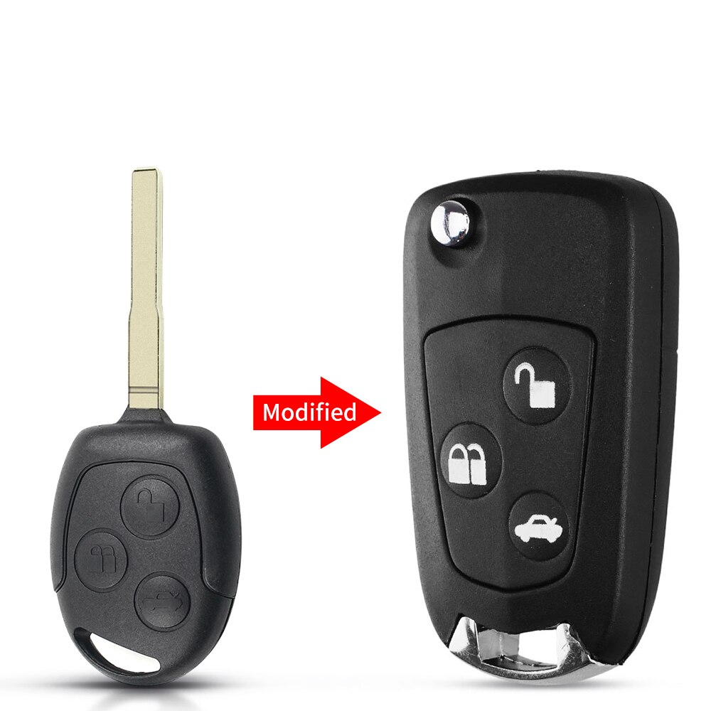 Keyyou Auto Gewijzigd Flip Remote Key 3 Knoppen FO21 HU101 Fob Shell Voor Ford Focus Mondeo Fiesta C-MAX Fusion Transit ka Key Case: Modified 1 HU101