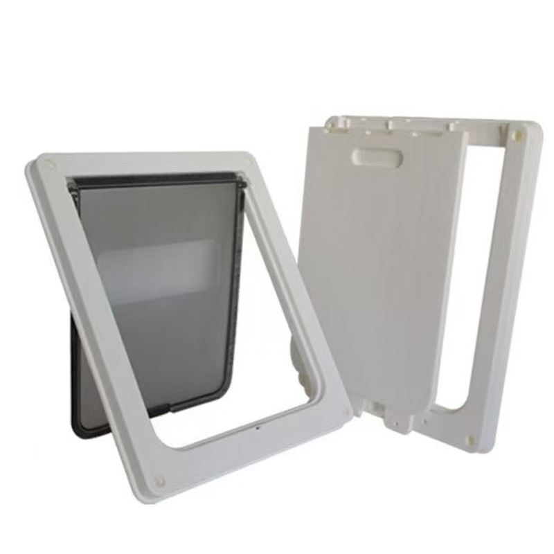 Strong Lockable Dog Door with Privacy Protection Flap Gate Pet Dog Door For Big Small Dogs Pet Safety Doors Easy to Install: S / WHITE