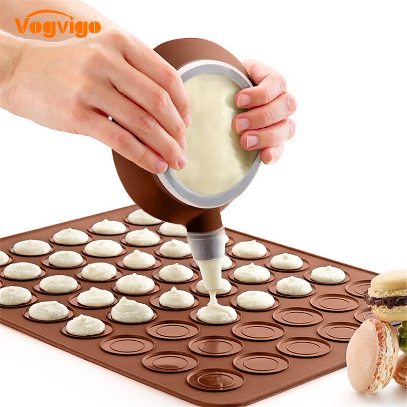 VOGVIGO 48 Circles Silicone DIY Chocolate Cookie Baking Mould Macaroon Baking Mould Set Macaron Baking Sheet Baking Tools