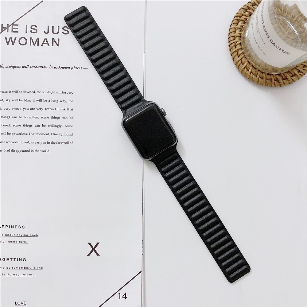 För apple watch se serie 6 band 40mm 44mm armband läderarmband för iwatch 5/4/3/2/1 38mm 42mm klocka armband tillbehör: 4 / 38mm or 40mm