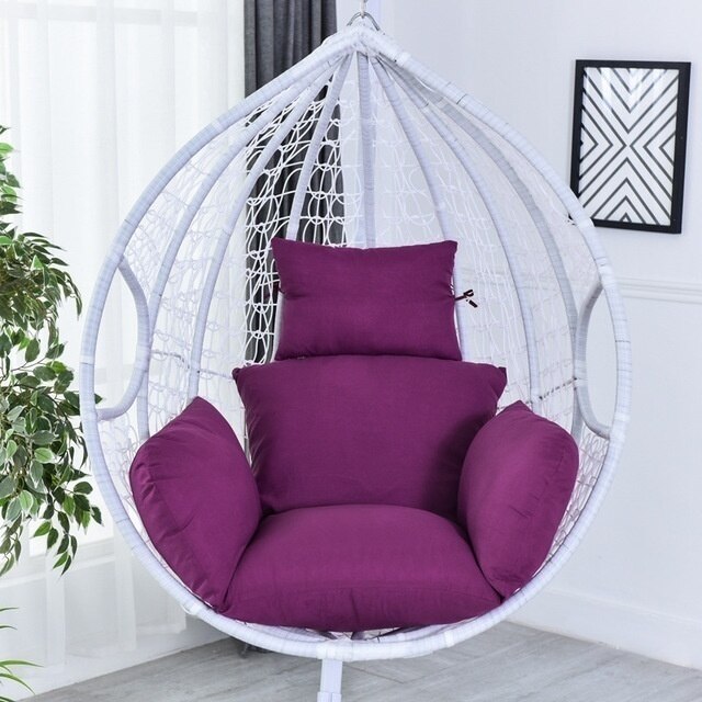 9 Colors Hanging Egg Hammock Chair Cushion Swing Seat Cushion Thick Nest Hanging Chair Back with Pillow: Purple 