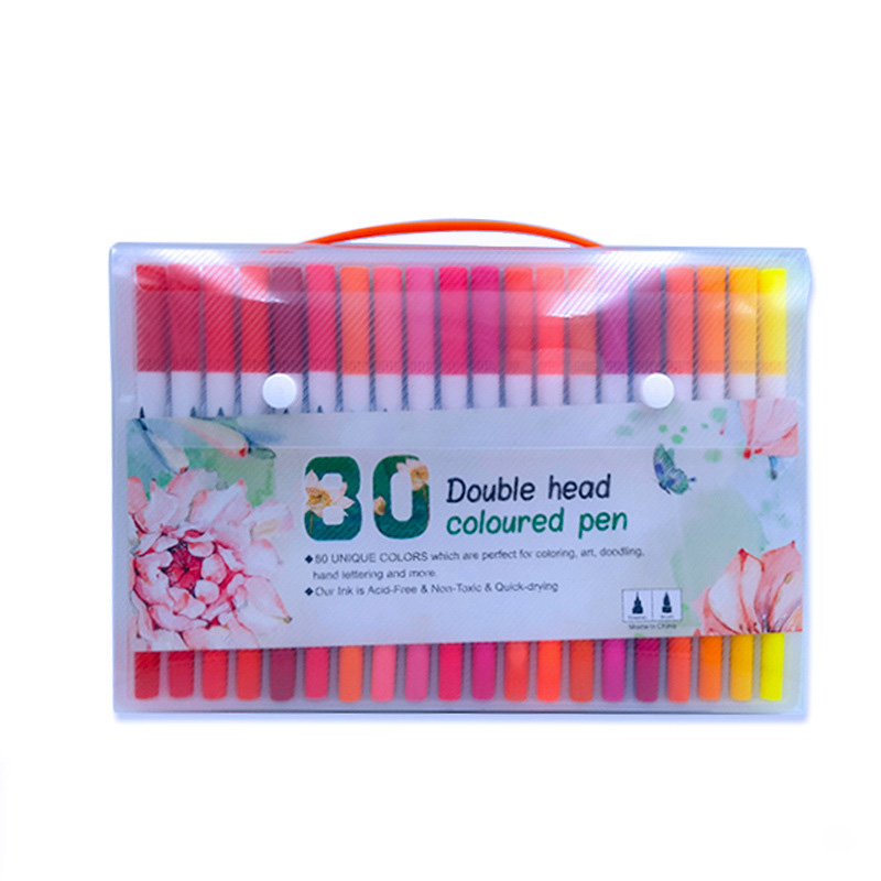 12/24/36/48/60/80/100 Ink Colored Art Marker Pen Set Calligraphy Dual-tip Paint Brush Drawing Painting Watercolor Pen Stationery: 80 Colors