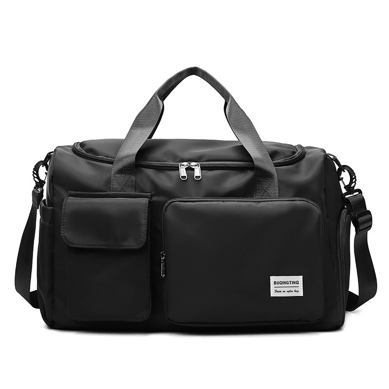Casual Summer Nylon Travel Bag Woman Handbags Multifunction Wet Dry Separation With Shoe Position Sports Bag Large Travel Bags: black
