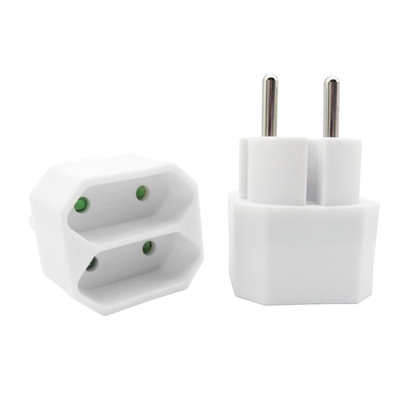 Eu stekker 4.8mm stekker  to 4.0mm jack stroomadapter stekker 16a 250v witte reisstekker adapter converter 1 to 2 stopcontacten ronde voetjes
