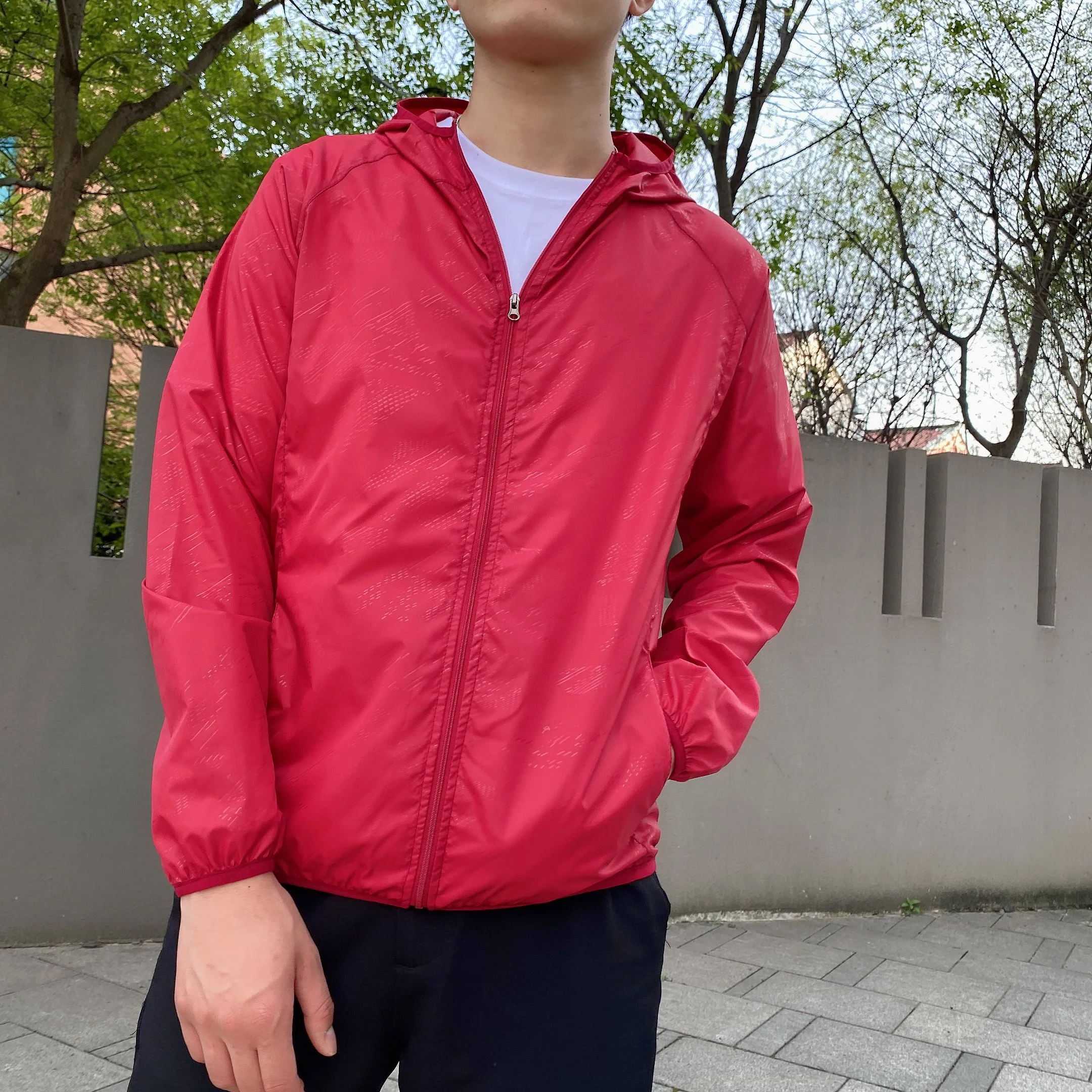 Casual zomerjack met capuchon Heren Dames Zonbescherming Kleding Jachtkleding Sneldrogend Windjack Veelzijdige viskleding: XL / Rood