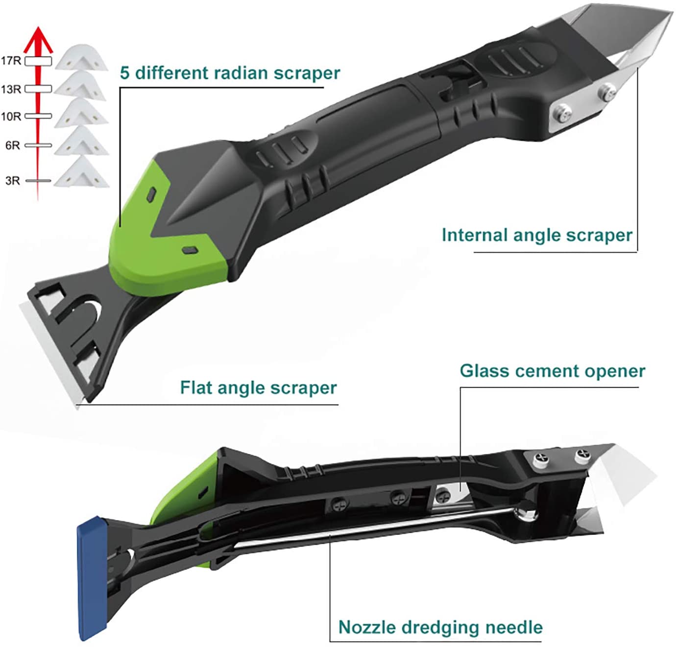 5in1 Siliconen Schraper Lijm Remover Kalefateren Finisher Kit Glad Kit Tools Met Naad Tape Plastic Handgereedschap