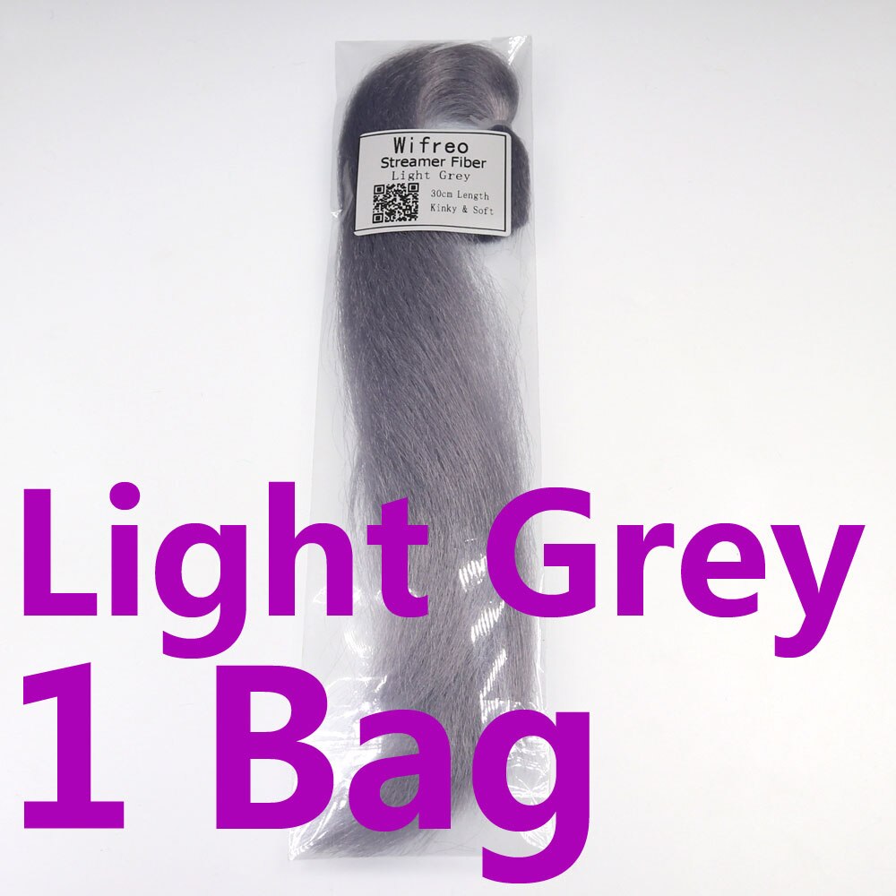 Wifreo 1 paczka 30CM karbowany Kinky Minnow fibre Streamer włókna muchowe Bucktail główka jigowa materiał wiązany do muchówek Bass Lure: light grey
