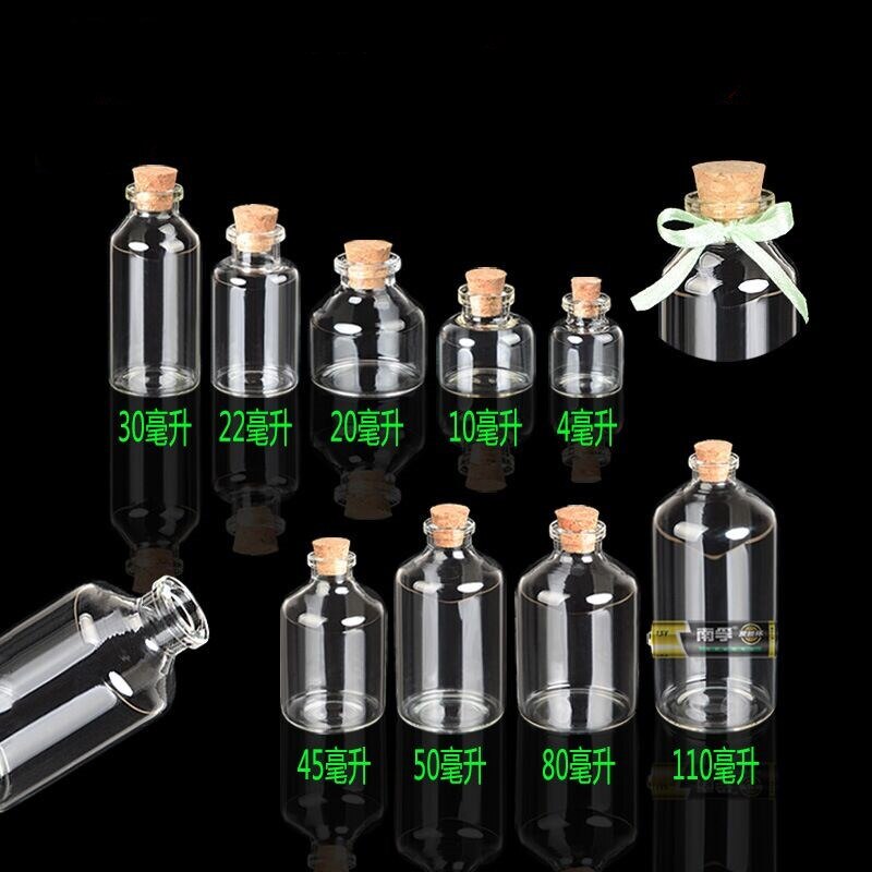 25pcs Transparent Lead-Free Glass Sealed Can Storage Tank Food Grains Storage Jar Cork Tea Containers Kitchen Storage