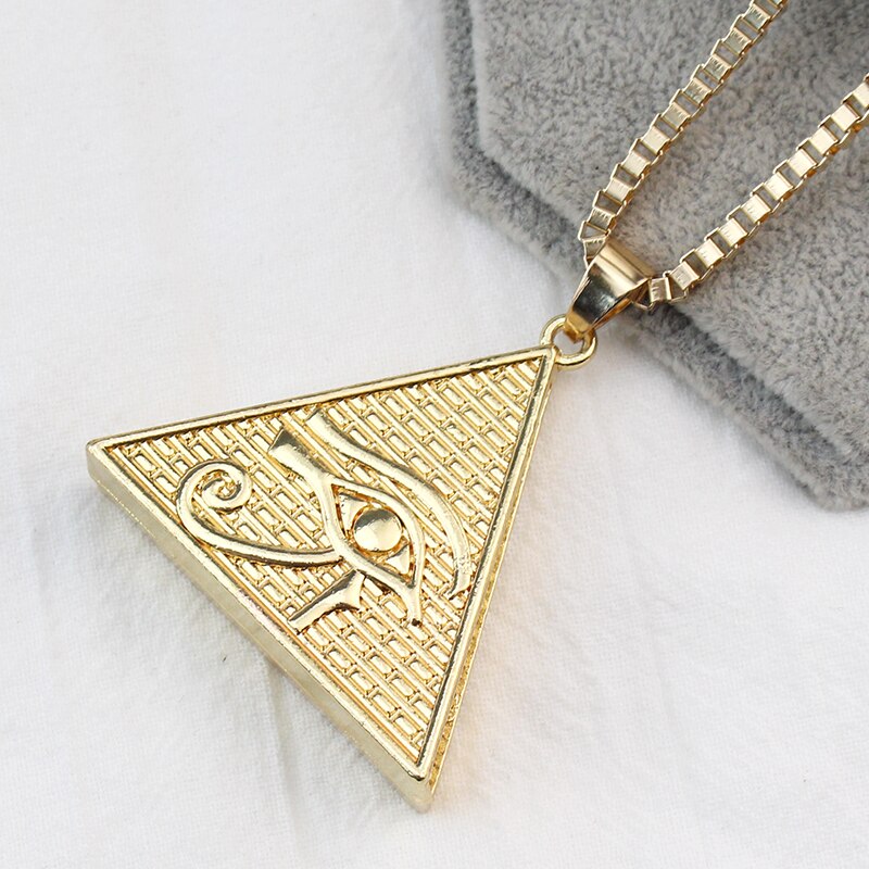 Eye of horus pendant necklace men's hip-hop rap street culture metal alloy gold color chain necklace men's jewelry