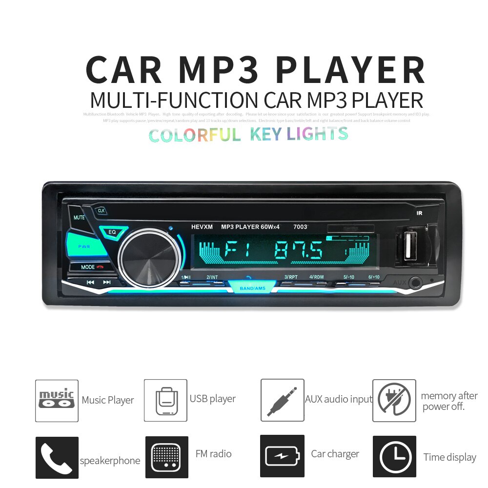 Bluetooth Autoradio Autoradio Radio Fm Aux Ingang Ontvanger Sd Usb 12V In-Dash 1 Din MP3 Multimedia speler