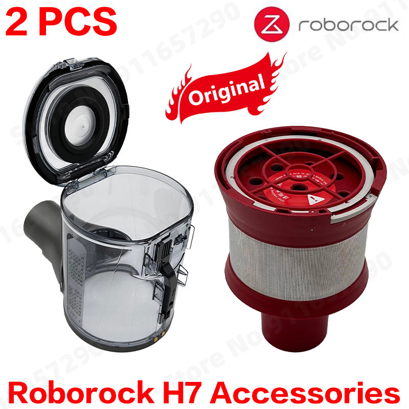 Original Roborock H7 Dust Box HEPA Filter Spare Parts Mace Plus Dustbin Cyclone Assembly Module Red Accessories