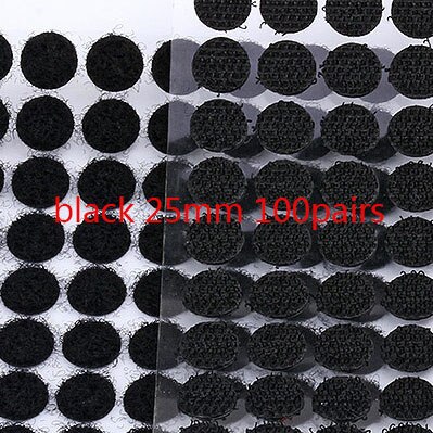 Selbst Klebe Verschluss Band Haken und Schleife verrotten Gelb Grün Blau Punkte Aufkleber Runde Starken Klebstoff Dual Band 10mm 15mm 100Paare: 25mm Schwarz 100 Paar