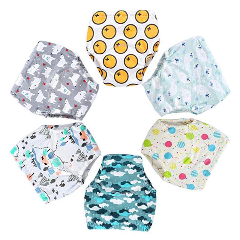 6pcs Diapers Training Pants Reusable Cute Baby Personality Breathable Cartoon Printing Splicing Wrap Cloth Nappy Changing: XL