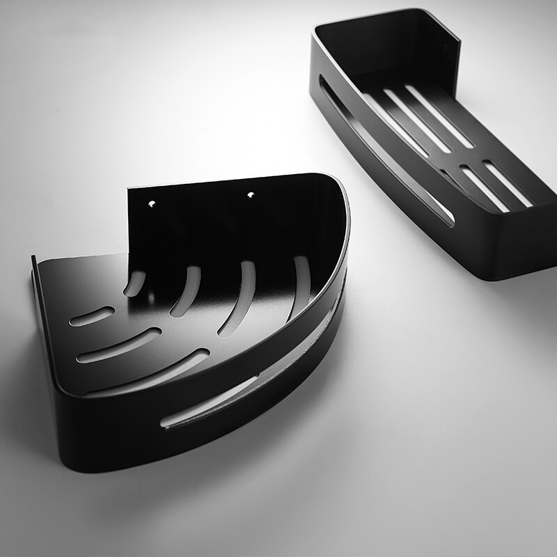 Estantería de aluminio para baño, accesorios de baño negros, estante de esquina para ducha, estante de almacenamiento de champú, soporte para cesta de baño A08-625