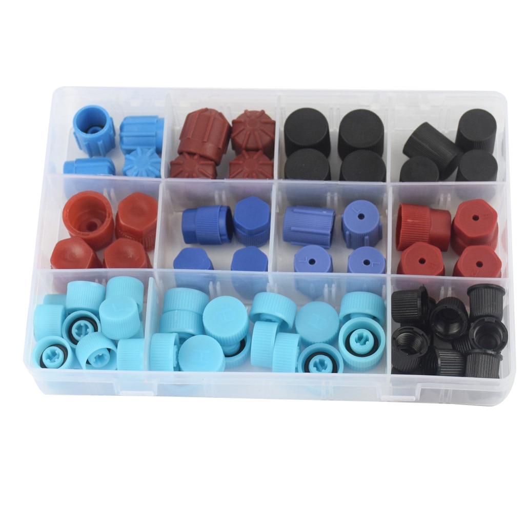 77pcs Universal A/C R134a R12 High Low Side Valve Core/Service Port Dust Cap Set Replacement Car air conditioning Repair Parts #