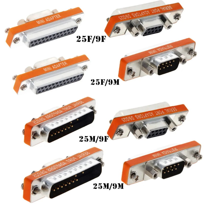 Mini adaptador DB25 a DB9, macho a hembra M/F Serial at Modem, Mini adaptador, cambiador de género, acoplador, RS-232