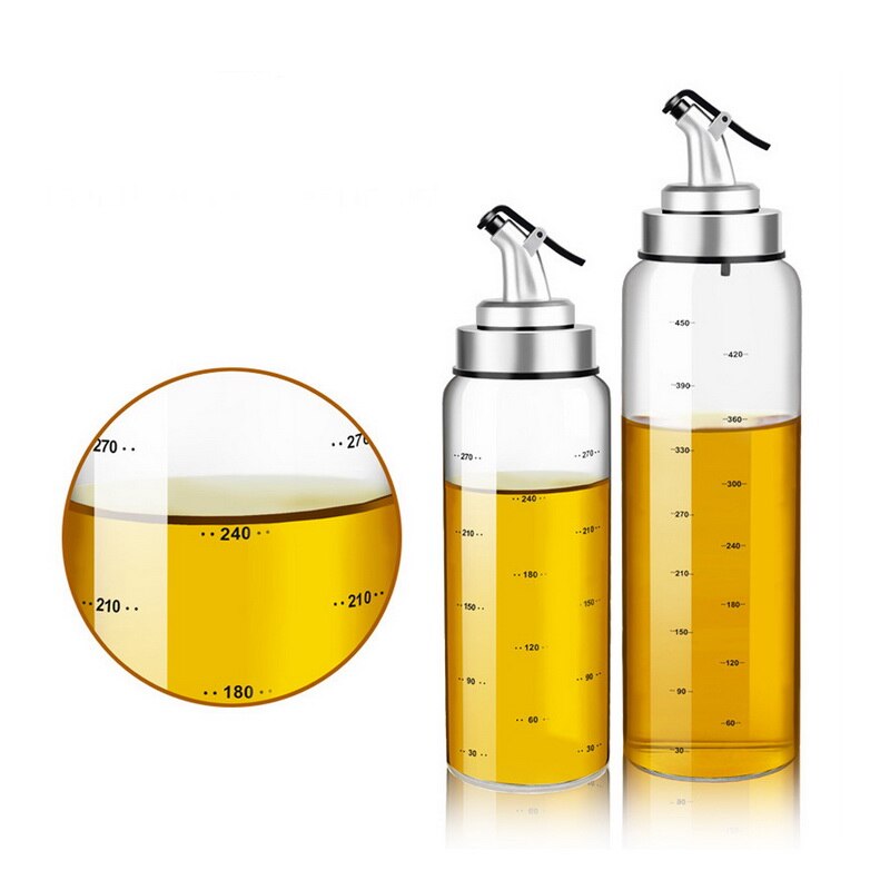 Oliedispenser glas olivenolie eddike flaske husstand lækagesikker sojasovs flaske olieudløb tud køkken tilbehør 200/300/500ml