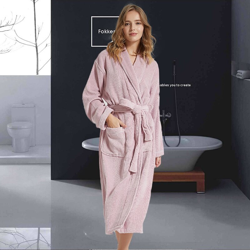Peignoir d'hiver hommes, Robes chaudes, châle épais allongé, peignoir, Kimono, vêtements pour la maison, Robe à manches longues, peignoir homme: Dark Pink / L